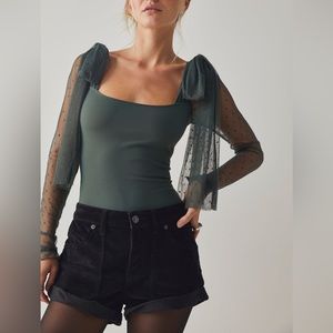 NWOT Free People Intimately Free Tongue Tied Bodysuit Green Gables